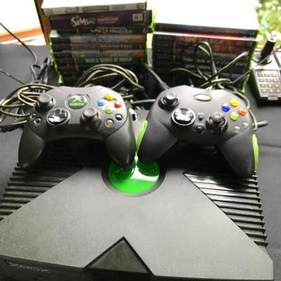 Vintage xBox with 2 controllers and 22 games. Estate sale price: $40