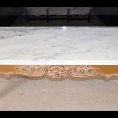 Marble top gilded bench