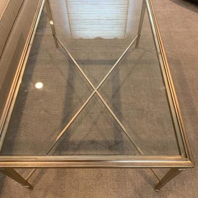 Antiqued Gold Glass Top Coffee Table