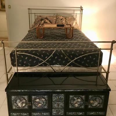 Metal queen size bed frame with boxspring and mattress $395
67 X 50 1/2