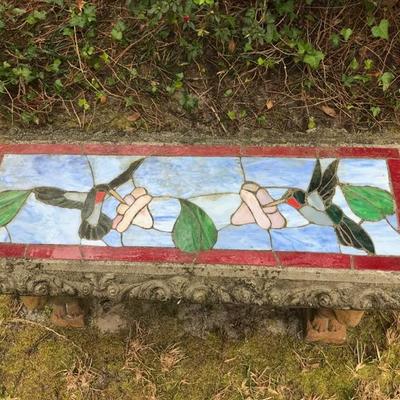 Concrete and mosaic bench $110