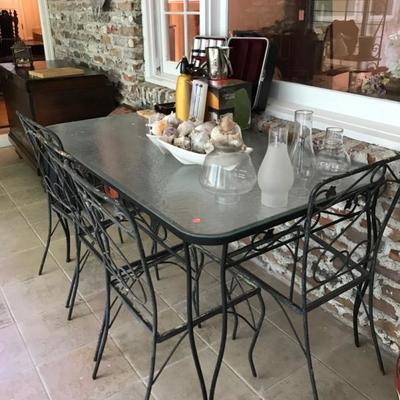 Glass top and metal table and 4 chairs $95
table 53 X 32 1/2 X 29