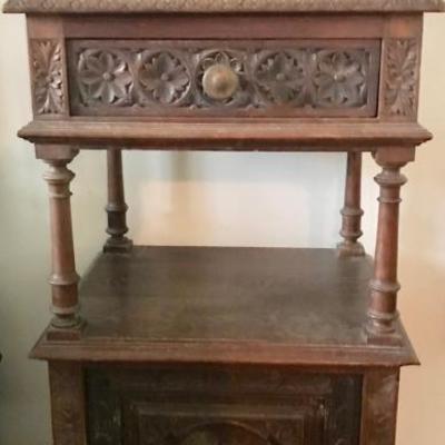 Antique Brittany, France 19th Century Nightstand $250
This style of hand crafted carved furniture is unique to the northwestern province...