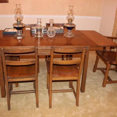 A. Brandt Ranch Oak Dining table and six chairs 