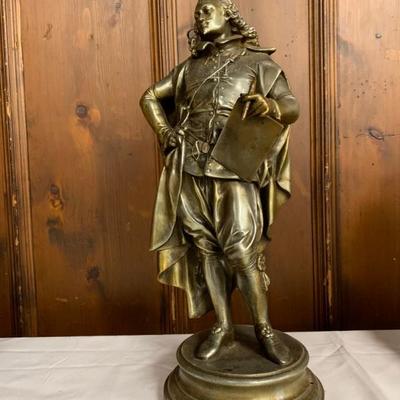 P49--bronze statue of an Elizabethan gentleman, late 19th/early 20th C, Continental--$300