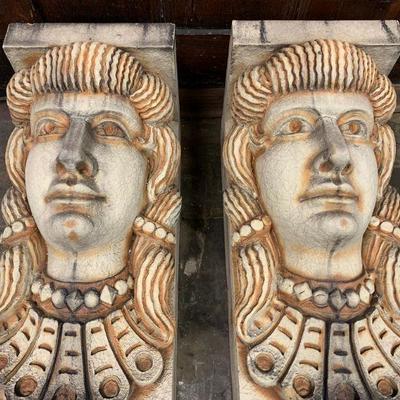 P30--pair of sandstone corbels, capitals, Roman revival