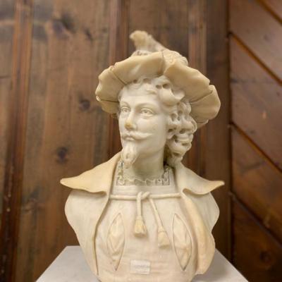 P1200--Bust of a Courtier, Musketeer, Man, marble statue