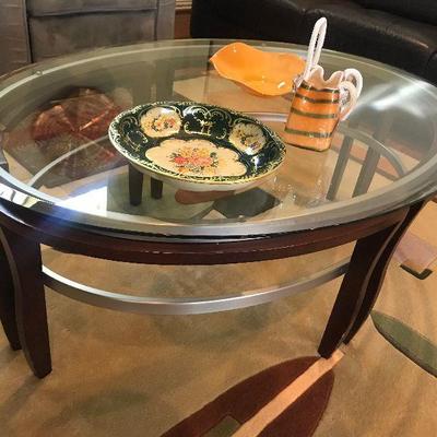 Oval Glass Top Coffee Table 