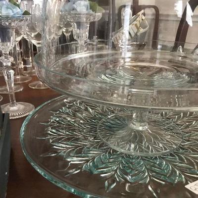 Crystal Covered Cake Plate 