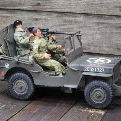 Jeep and soldiers