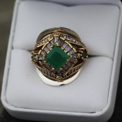 925 Sterling Silver 3.3CT Emerald Ring