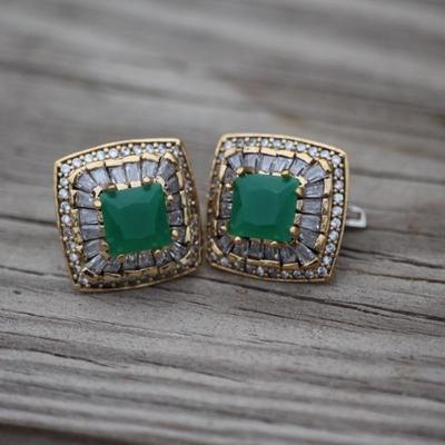 925 Sterling Silver 4.7CT Emerald & Topaz Earrings