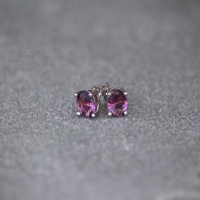 Sterling Silver Amethyst Stud Earrings