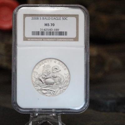 2008 S Bald Eagle 50C Piece MS70