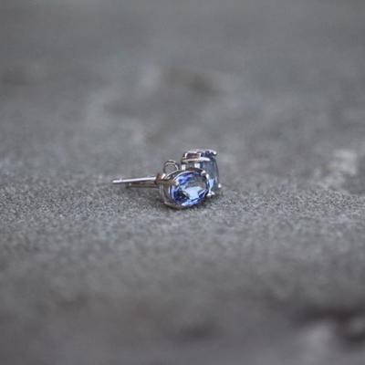 Sterling Tanzanite Stud Earrings