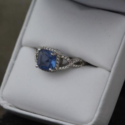925 Sterling Silver Sapphire Infinity Ring