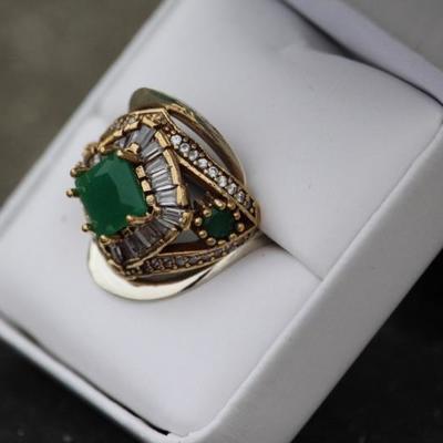 925 Sterling Silver 3.3CT Emerald Ring