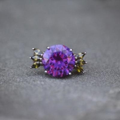 Sterling Amethyst & Peridot Ring