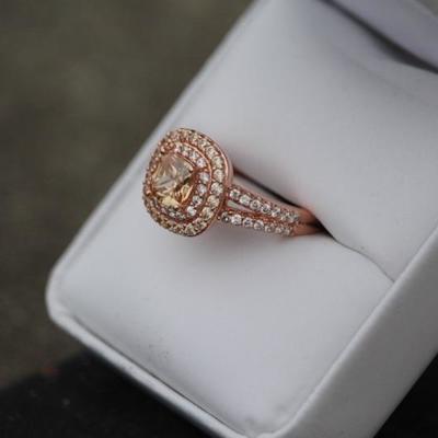 925 Sterling Silver 2.3CT Pink Obsidian Ring