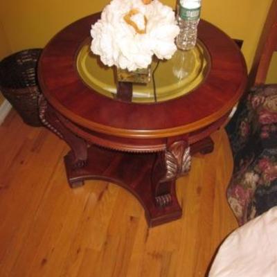 Pair Glass Top Tables
