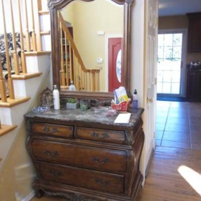 Marble Top Bombay Chest with Mirror
