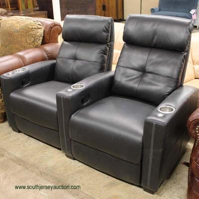  PAIR of NEW Black Leather Theater Recliners â€“ auction estimate $200-$400 