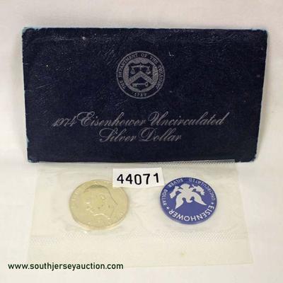  1974 Eisenhower Uncirculated Silver Dollar â€“ auction estimate $20-$50 