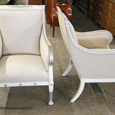  PAIR of Contemporary Regency Style Decorator Arm Chairs â€“ auction estimate $300-$600 