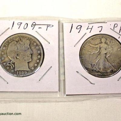  1909-P & 1947-P Silver Half Dollars – auction estimate $10-$20 