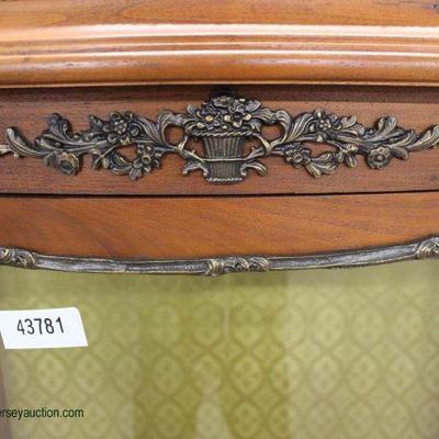  ANTIQUE Mahogany French Crystal Cabinet with Applied Bronze â€“ auction estimate $300-$600 