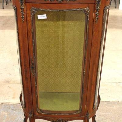  ANTIQUE Mahogany French Crystal Cabinet with Applied Bronze â€“ auction estimate $300-$600 