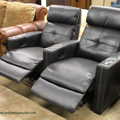  PAIR of NEW Black Leather Theater Recliners â€“ auction estimate $200-$400 