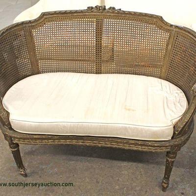  ANTIQUE Curved Arm French Settee â€“ auction estimate $200-$400 
