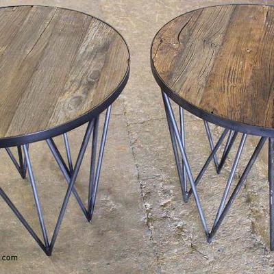  PAIR of Iron and Wood Rustic Lamp Tables â€“ auction estimate $100-$300 
