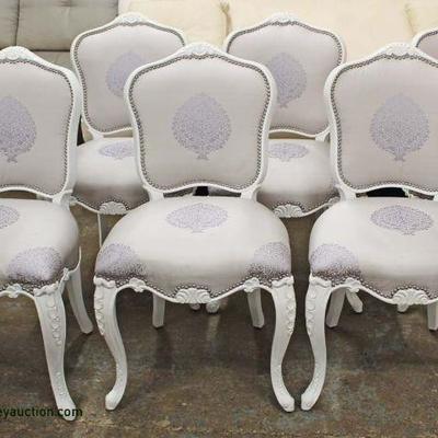  Set of 6 French Style Paint Decorated Medallion Back Dining Room Chairs â€“ auction estimate $200-$400 