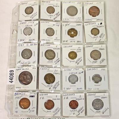  Sheet of 20 Foreign Coins – auction estimate $5-$10 