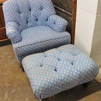  2 Piece Contemporary Country Style Button Tufted Club Chair with Ottoman â€“ auction estimate $100-$300 