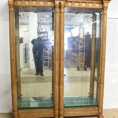  BEAUTIFUL Set of Paw Foot Columned Lighted Crystal Cabinets in the manner of Henredon Furniture â€“ auction estimate $400-$800 