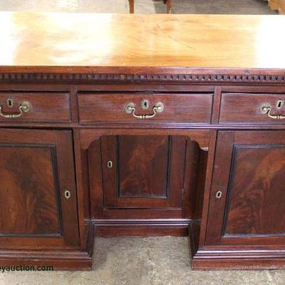  ANTIQUE Burl Mahogany Knee Hole Buffet â€“ auction estimate $200-$400 