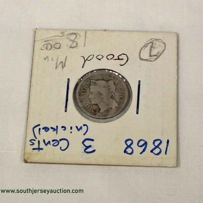  1868 Silver .03 Cent Piece – auction estimate $10-$20 