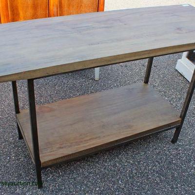 Industrial Style Reclaim Wood 2 Tier Console Table â€“ auction estimate $100-$300