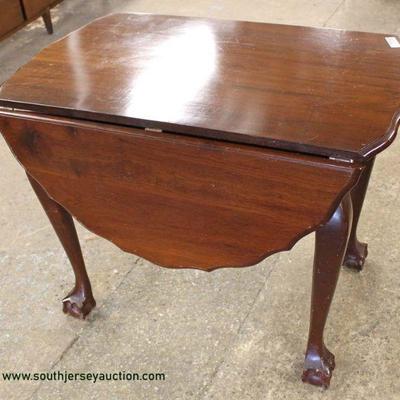 SOLID Mahogany Ball and Claw Drop Side Scalloped Edge Table â€“ auction estimate $100-$300