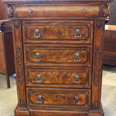 Contemporary Burl Walnut Carved Column High Chest and Low Chest â€“ auction estimate $200-$400