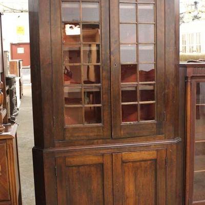 ANTIQUE 2 Piece 28 Pane CORNER Cabinet – auction estimate $400-$800 