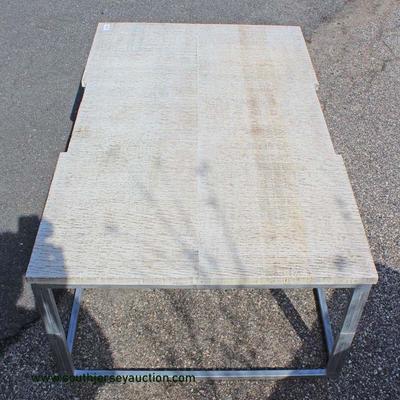 Rustic Style Coffee Table with Metal Legs â€“ auction estimate $100-$200