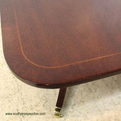  â€” BEAUTIFUL â€” 

Mahogany Double Pedestal Dining Room Table with Pencil Inlay Banding (46â€w x 68â€ L ) with 4 Self Storing 12â€...
