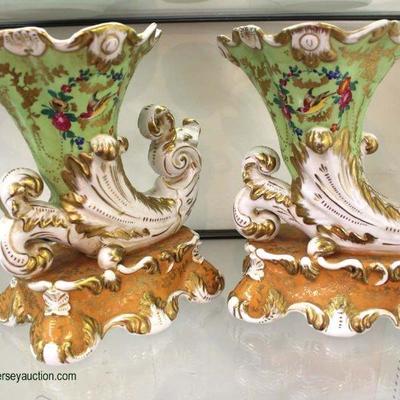  PAIR of 19th Century Signed â€œJacob Petitâ€ France

Porcelain Cornucopia auction estimate $300-$600 