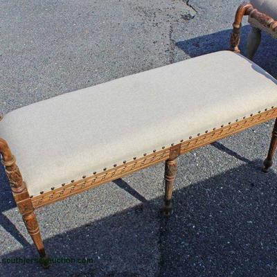 Carved Upholstered End of the Bed Bench â€“ auction estimate $100-$200