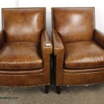 BEAUTIFUL PAIR of “Hooker Furniture” NEW Leather Club Chairs – auction estimate $400-$800 