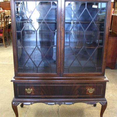 Burl Mahogany Ball and Claw One Drawer 2 Door China Cabinet â€“ auction estimate $100-$300